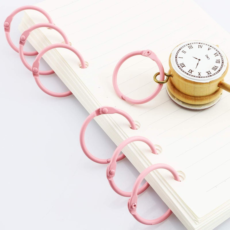 Lind Kitchen 50pcs 1" Book Ring Metal Loose Leaf Ring,Book Binder Hinged Buckle Rings Scrapbook Sketchbook Craft Photo Album DIY Binding Ring 25mm(Pink) - Image 3